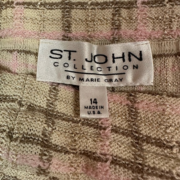 St. John Collection Plaid A-Line Skirt - worn once, perfect, metallic tweed - Picture 2 of 5
